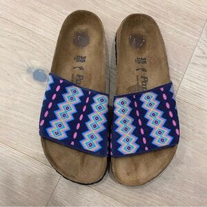 Papillio Blue and Pink Sandals with Geometric Pattern